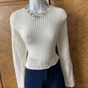 Misslook Cream Gray 2 Tone Open Knit Sweater